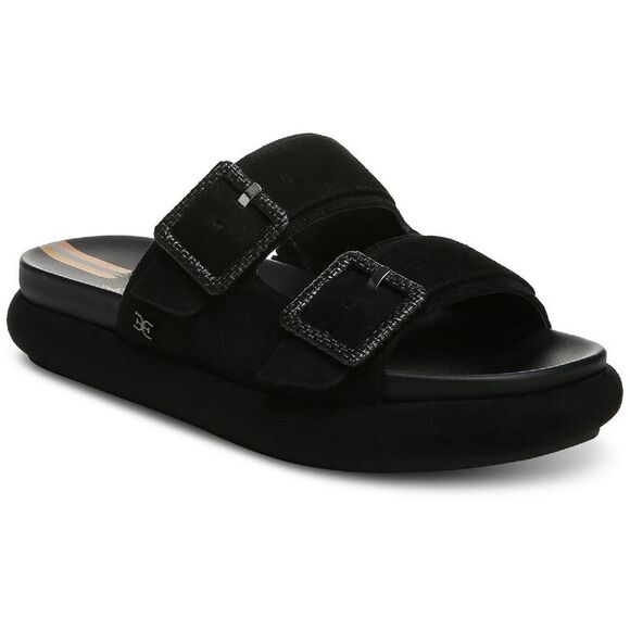 Sam Edelman Womens Kenzie Black Suede Slip On Slide Sandals Shoes New - Picture 1 of 3